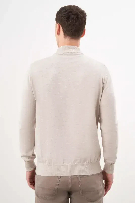 Modazone Men's Beige Basic Turtleneck Dynamic Fit Relaxed Fit Knitwear - 5