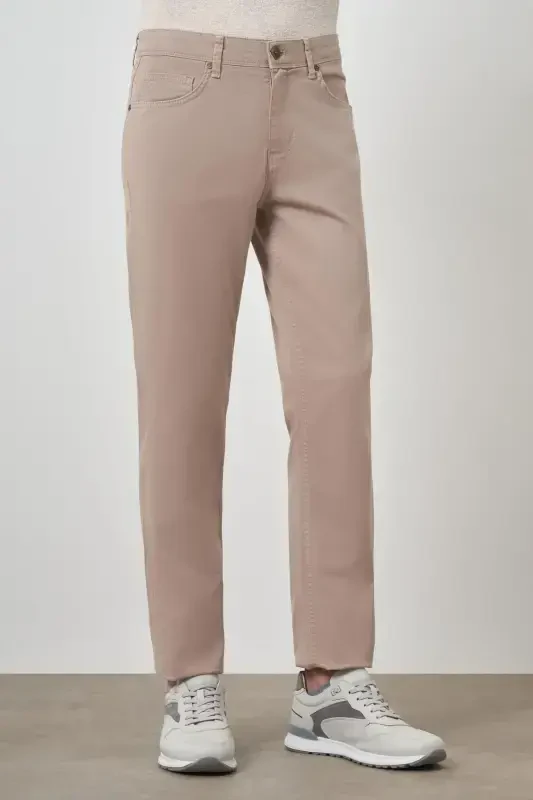 Modazone Men's Beige Cotton 5 Pocket Dynamic Fit Jean Denim Pants - 3