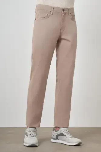 Modazone Men's Beige Cotton 5 Pocket Dynamic Fit Jean Denim Pants - 4