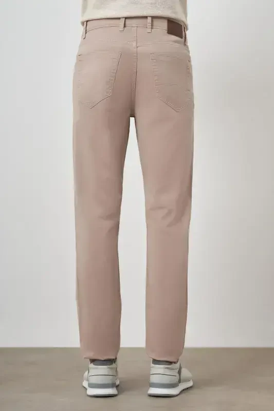 Modazone Men's Beige Cotton 5 Pocket Dynamic Fit Jean Denim Pants - 5