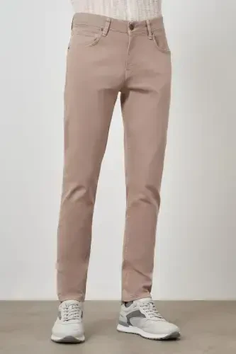 Modazone Men's Beige Cotton 5 Pocket Slim Fit Jean Denim Pants - 4