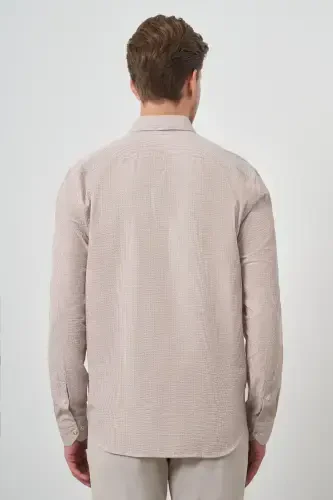 Modazone Men's Beige Cotton Trend Dynamic Fit Button-Down Collar Shirt - 4