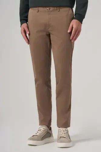 Modazone Men's Beige Cotton Trend Slim Fit Chino Trousers 