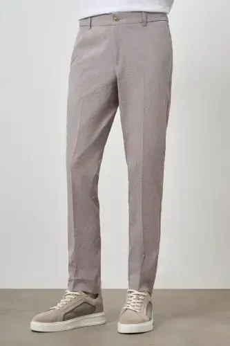 Modazone Men's Beige Polyester Elastic Waistband Trend Slim Fit Trousers - 3