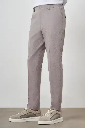 Modazone Men's Beige Polyester Elastic Waistband Trend Slim Fit Trousers - 4