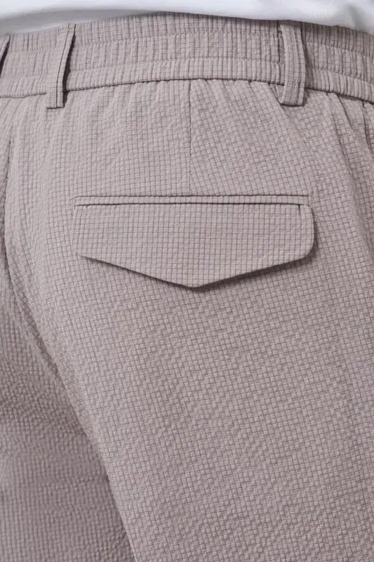 Modazone Men's Beige Polyester Elastic Waistband Trend Slim Fit Trousers - 5