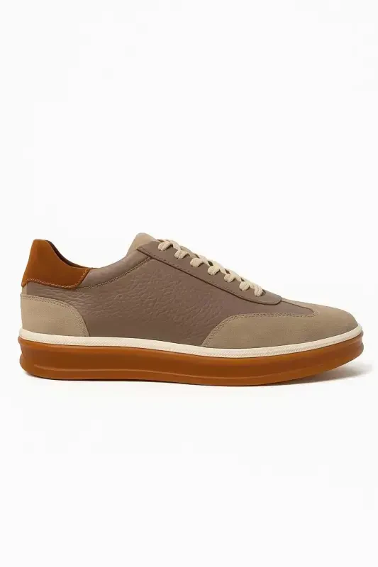 Modazone Men's Beige Seasonal Casual Leather Shoes - MORVEN