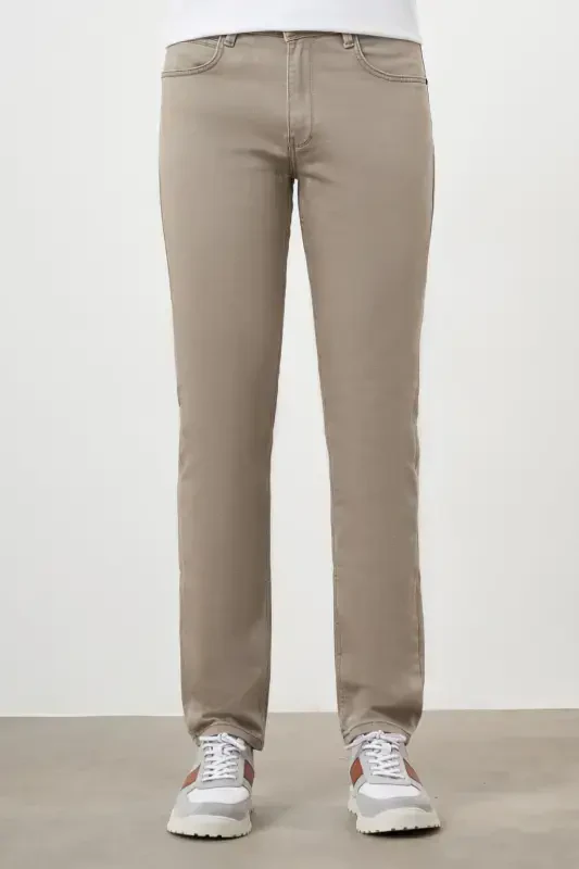 Modazone Men's Beige Seasonal Cotton 5 Pocket Dynamic Fit Jean Pants - 1