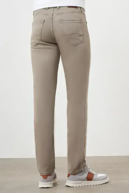 Modazone Men's Beige Seasonal Cotton 5 Pocket Dynamic Fit Jean Pants - 4