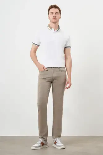Modazone Men's Beige Seasonal Cotton 5 Pocket Dynamic Fit Jean Pants - 5