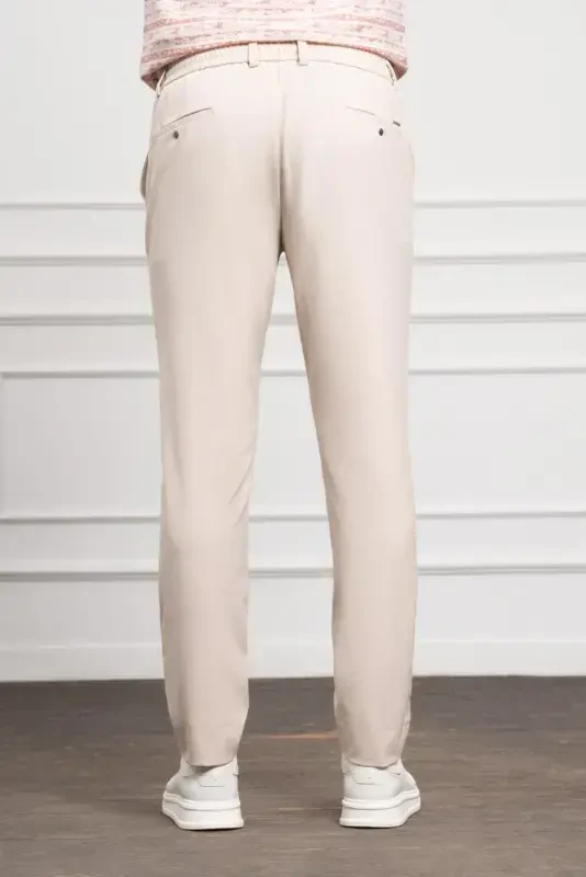 Modazone Men's Beige Slim Fit Tapered Leg Drawstring Jogger Pants - 3