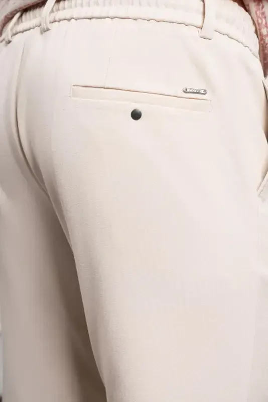 Modazone Men's Beige Slim Fit Tapered Leg Drawstring Jogger Pants - 4