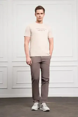 Modazone Men's Beige Trend Crew Neck Dynamic Fit Cotton T-Shirt - 2