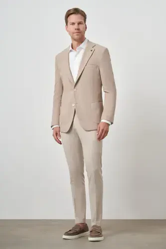 Modazone Men's Beige Trend Dynamic Fit Mono Collar Jacket - 2