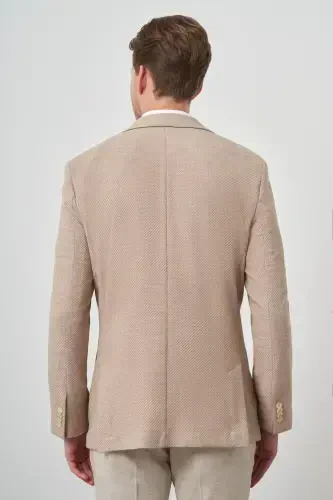 Modazone Men's Beige Trend Dynamic Fit Mono Collar Jacket - 5