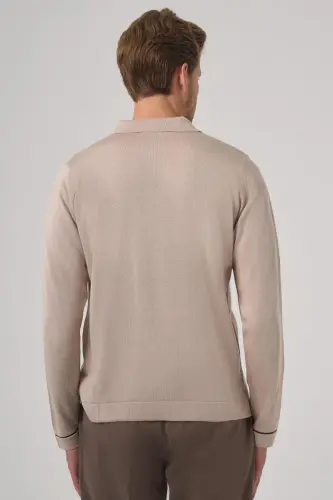 Modazone Men's Beige Trend Polo Collar Shirt Knitwear - 5