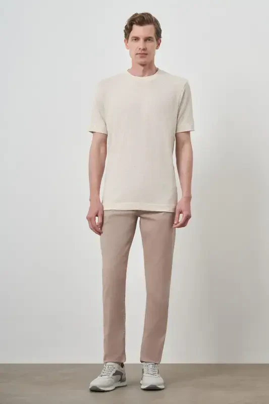 Modazone Men's Beige Trendy Crew Neck T-Shirt - 2