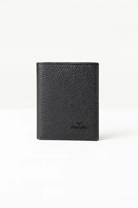 Modazone Men's Black 100% Leather Magnetic Wallet - 1