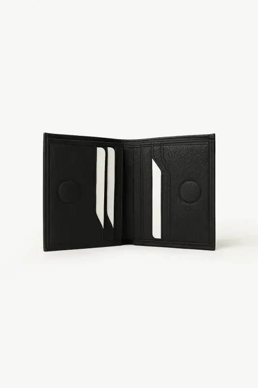 Modazone Men's Black 100% Leather Magnetic Wallet - 2