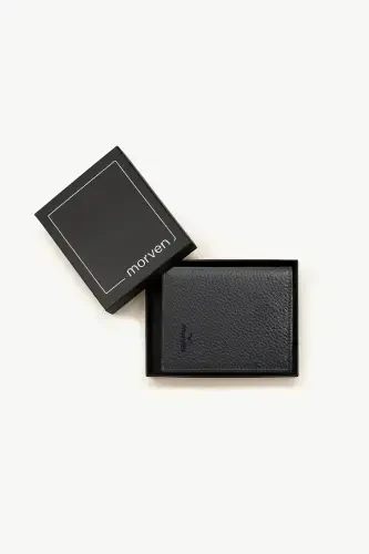 Modazone Men's Black 100% Leather Magnetic Wallet - 4