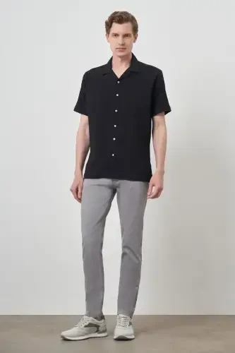 Modazone Men's Black Apache Collar Short Sleeve Shirt - 2