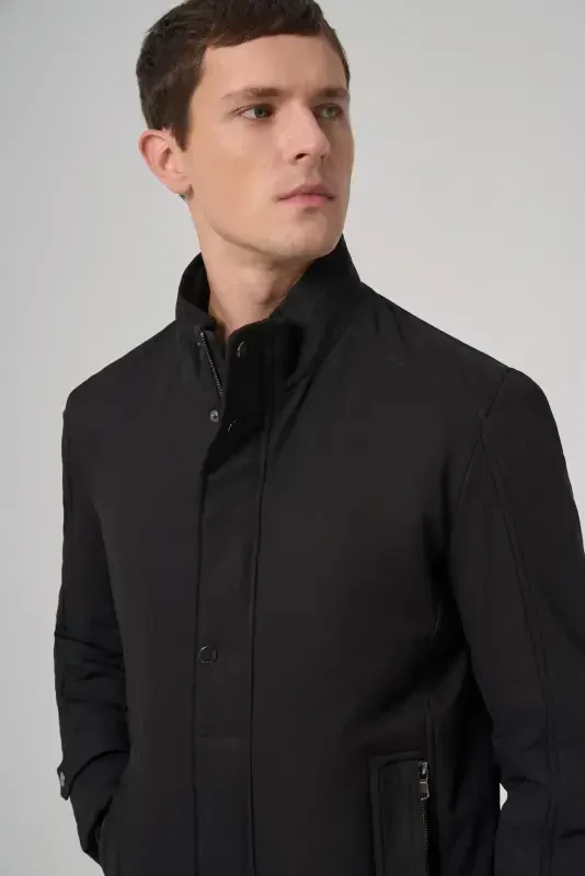 Modazone Men's Black Aston Snap Fastening Side Pocket Dynamic Fit Relaxed Fit Jacket - 3