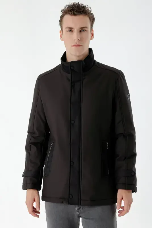 Modazone Men's Black Aston Snap Fastening Side Pocket Dynamic Fit Relaxed Fit Jacket - 6