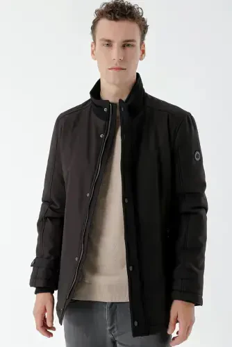 Modazone Men's Black Aston Snap Fastening Side Pocket Dynamic Fit Relaxed Fit Jacket - 8