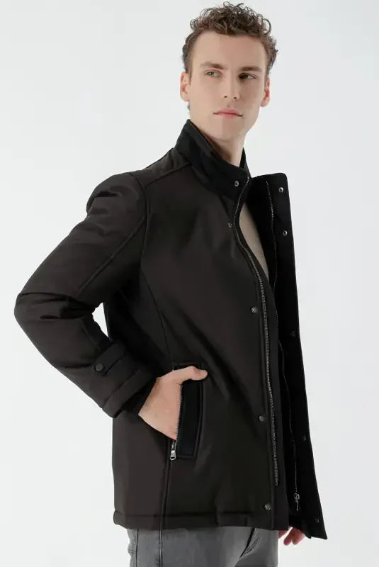 Modazone Men's Black Aston Snap Fastening Side Pocket Dynamic Fit Relaxed Fit Jacket - 9