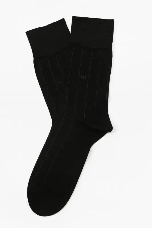 Modazone Men's Black Bamboo Patterned Socks - 2