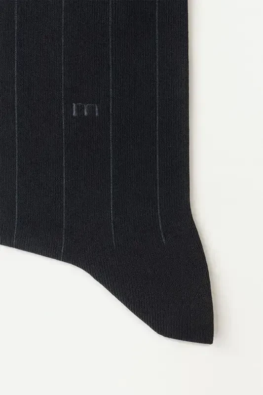 Modazone Men's Black Bamboo Patterned Socks - 3