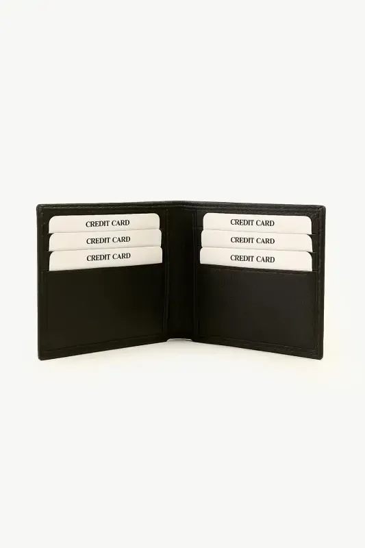 Modazone Men's Black Basic 100% Leather Wallet - 2