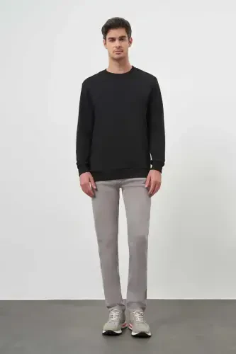 Modazone Men's Black Basic Crew Neck Sweatshirt - 4
