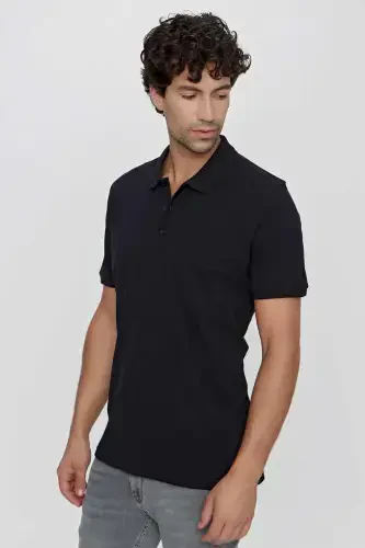 Modazone Men's Black Basic Plain 100% Cotton Plus Size Relaxed Fit Short Sleeve Polo Shirt - MORVEN (1)