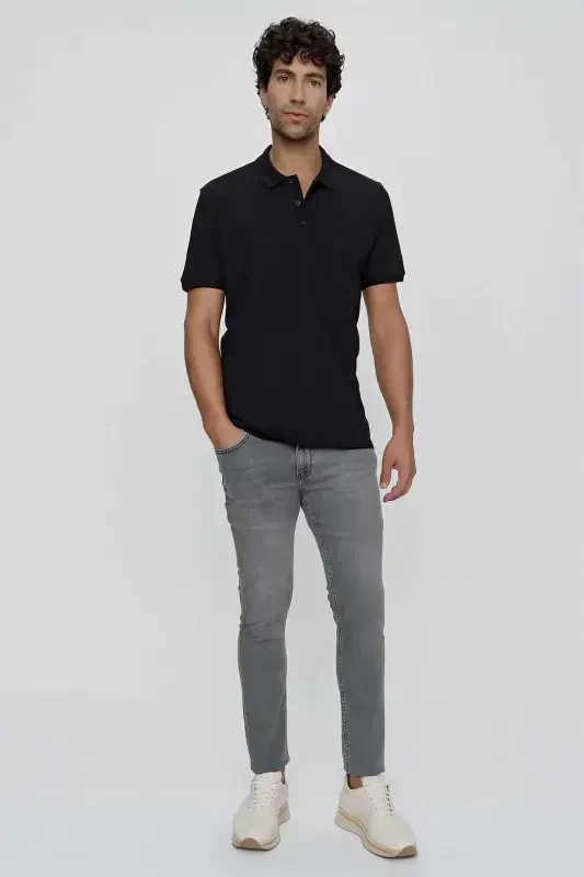 Modazone Men's Black Basic Plain 100% Cotton Plus Size Relaxed Fit Short Sleeve Polo Shirt - 5