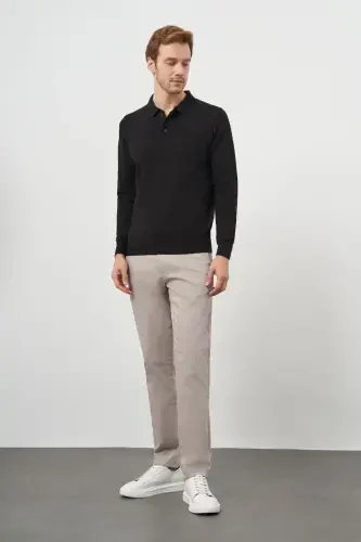 Modazone Men's Black Basic Polo Collar Dynamic Fit Relaxed Fit Knitted - 4