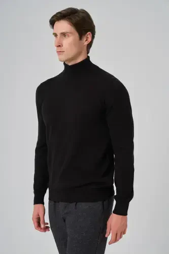 Modazone Men's Black Basic Turtleneck Dynamic Fit Comfort Fit Knitwear - MORVEN (1)