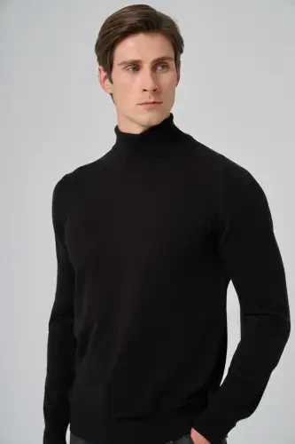 Modazone Men's Black Basic Turtleneck Dynamic Fit Comfort Fit Knitwear - 3