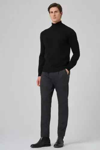 Modazone Men's Black Basic Turtleneck Dynamic Fit Comfort Fit Knitwear - 4