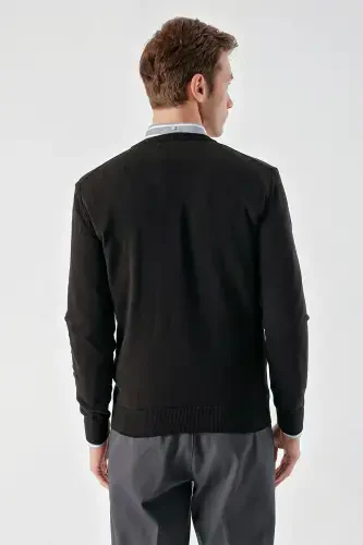 Modazone Men's Black Basic V Neck Dynamic Fit Comfort Cut Knitwear - 6