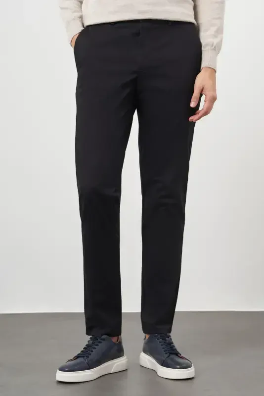 Modazone Men's Black Cotton Side Pocket Slim Fit Chino Pants - 1
