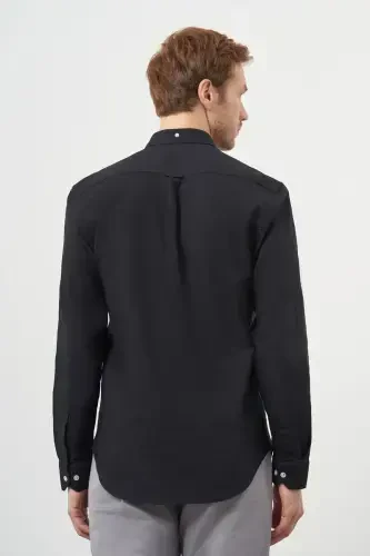 Modazone Men's Black Cotton Trend Button-Down Collar Dynamic Fit Shirt - 5