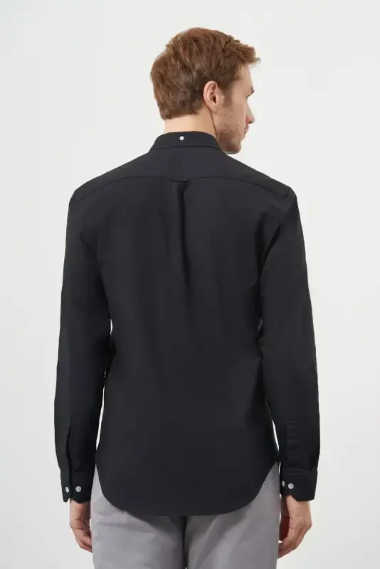 Modazone Men's Black Cotton Trend Button-Down Collar Dynamic Fit Shirt - 5