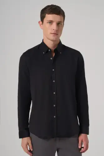 Modazone Men's Black Cotton Trend Dynamic Fit Button-Down Collar Shirt - MORVEN (1)
