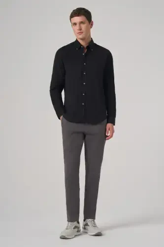 Modazone Men's Black Cotton Trend Dynamic Fit Button-Down Collar Shirt - 4