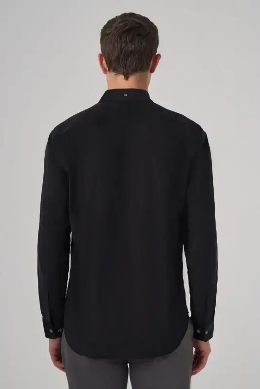 Modazone Men's Black Cotton Trend Dynamic Fit Button-Down Collar Shirt - 5