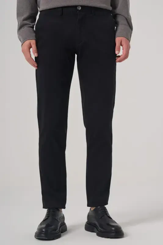 Modazone Men's Black Cotton Trend Slim Fit Chino Pants - 1