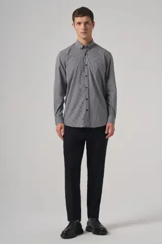 Modazone Men's Black Cotton Trendy Houndstooth Regular Fit Button-Down Collar Shirt - 4