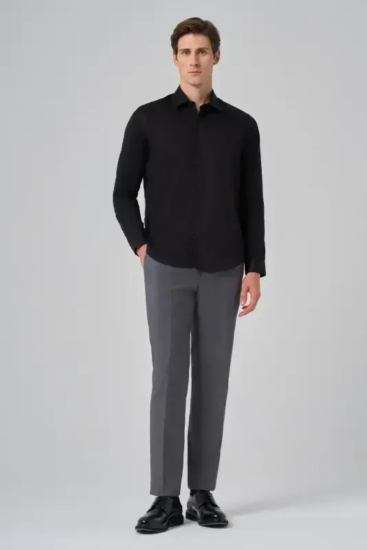 Modazone Men's Black Dynamic Fit Stiff Collar Shirt - 4