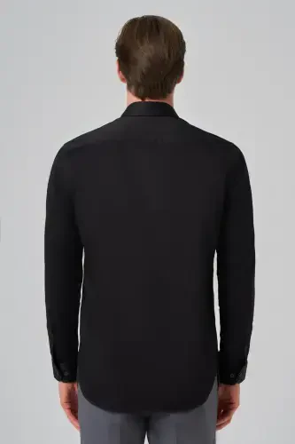 Modazone Men's Black Dynamic Fit Stiff Collar Shirt - 5